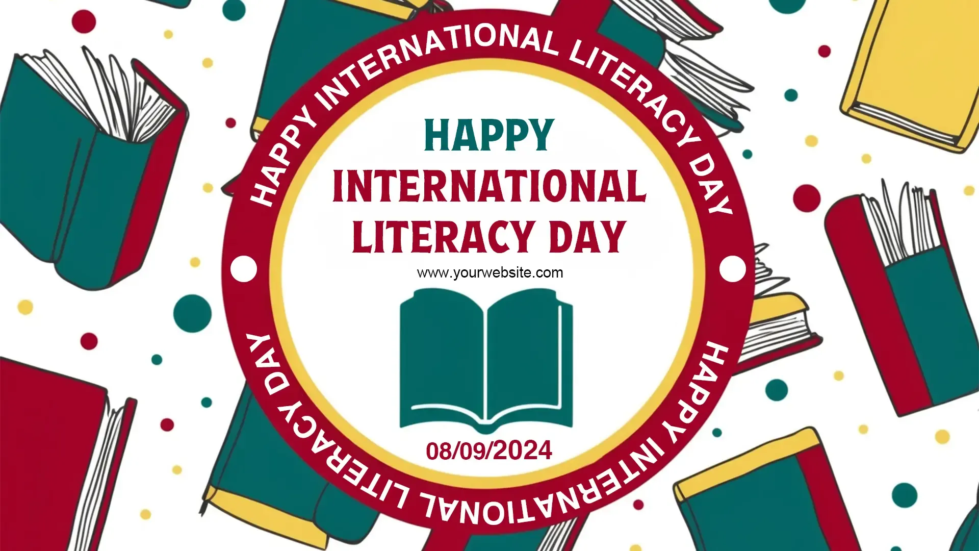 Happy Literacy Day Bright and Cheerful Banner